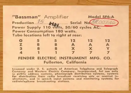 Fender Bassman Serial Number