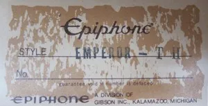 Epiphone Japan label 1980-1987