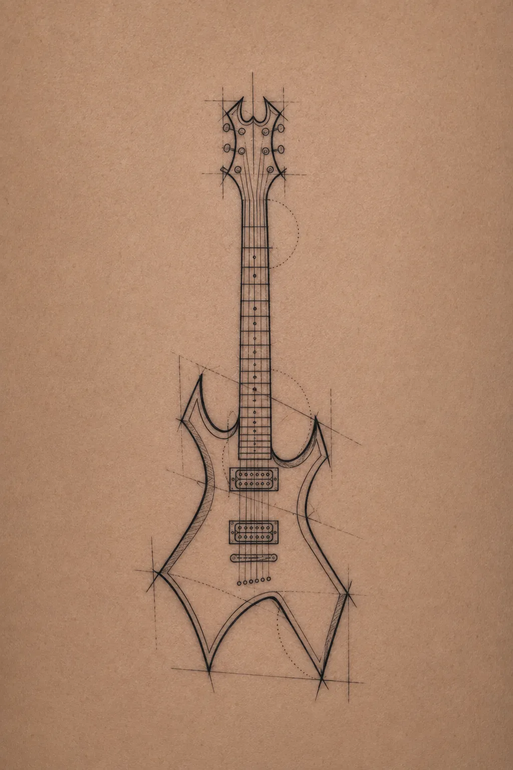abstract guitar tattoo 01
