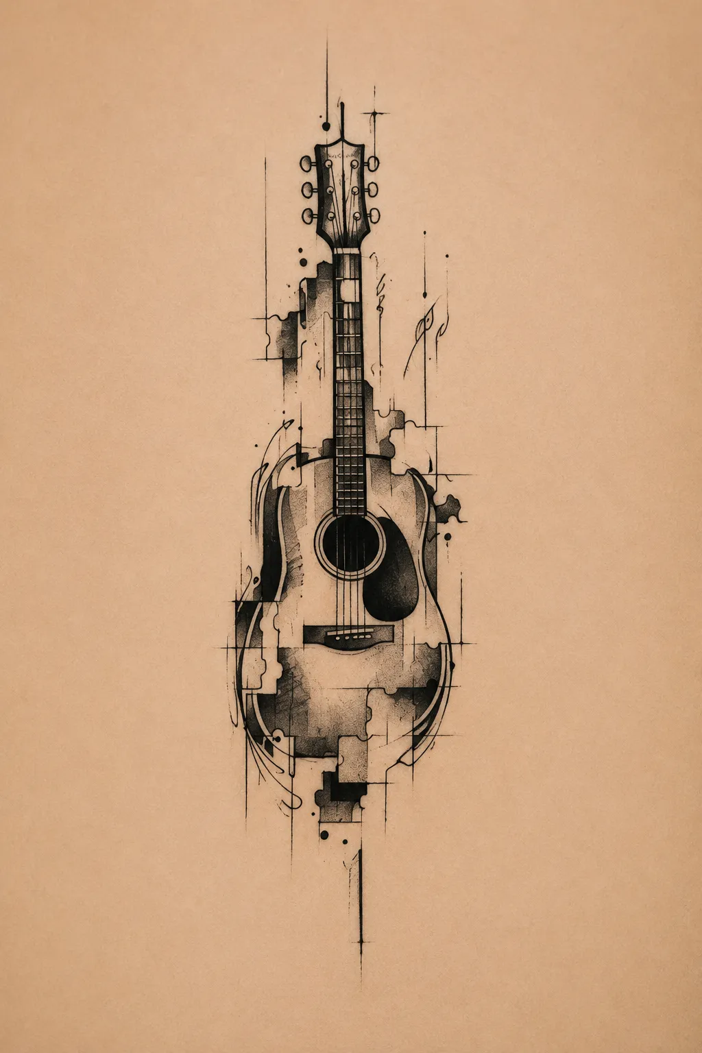 abstract guitar tattoo 03
