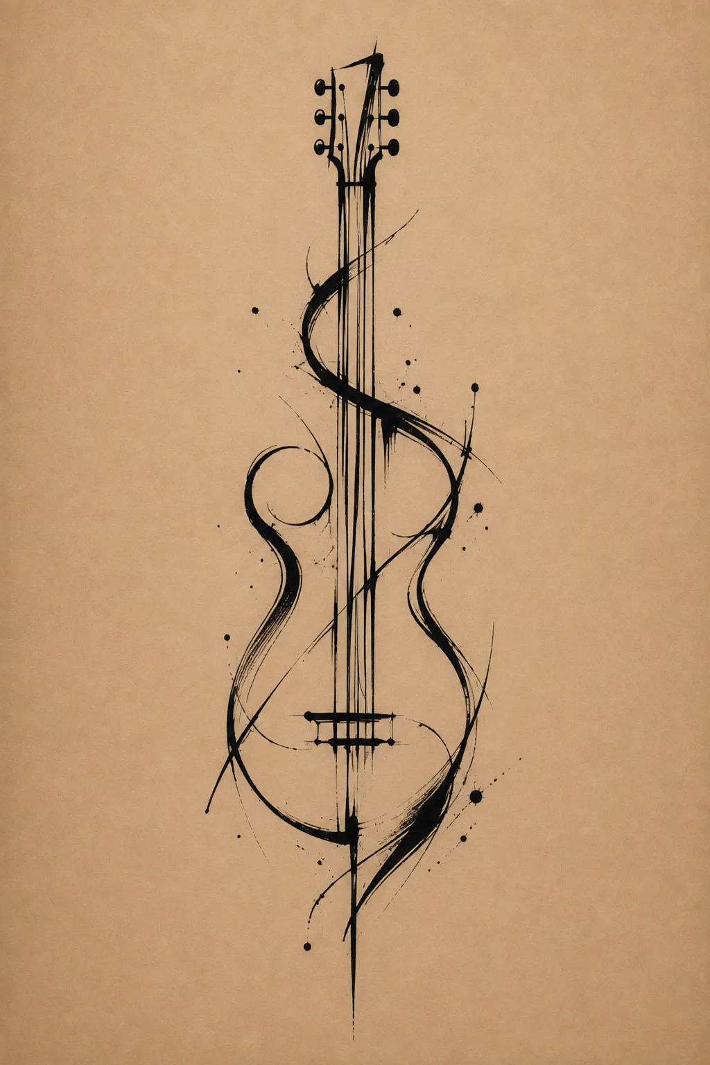abstract guitar tattoo 05