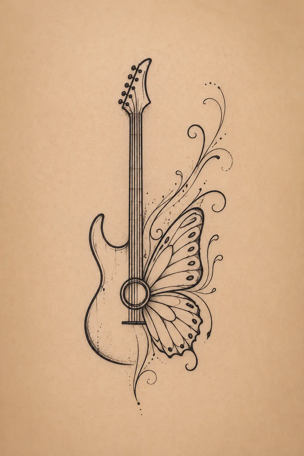 abstract guitar tattoo 07