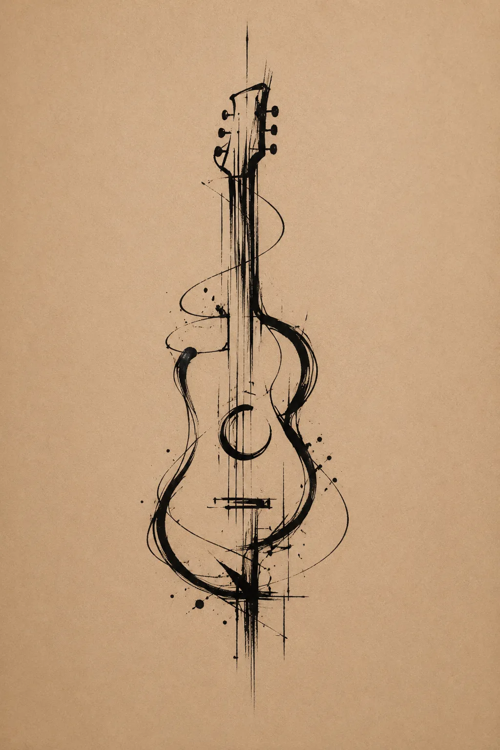 abstract guitar tattoo 08