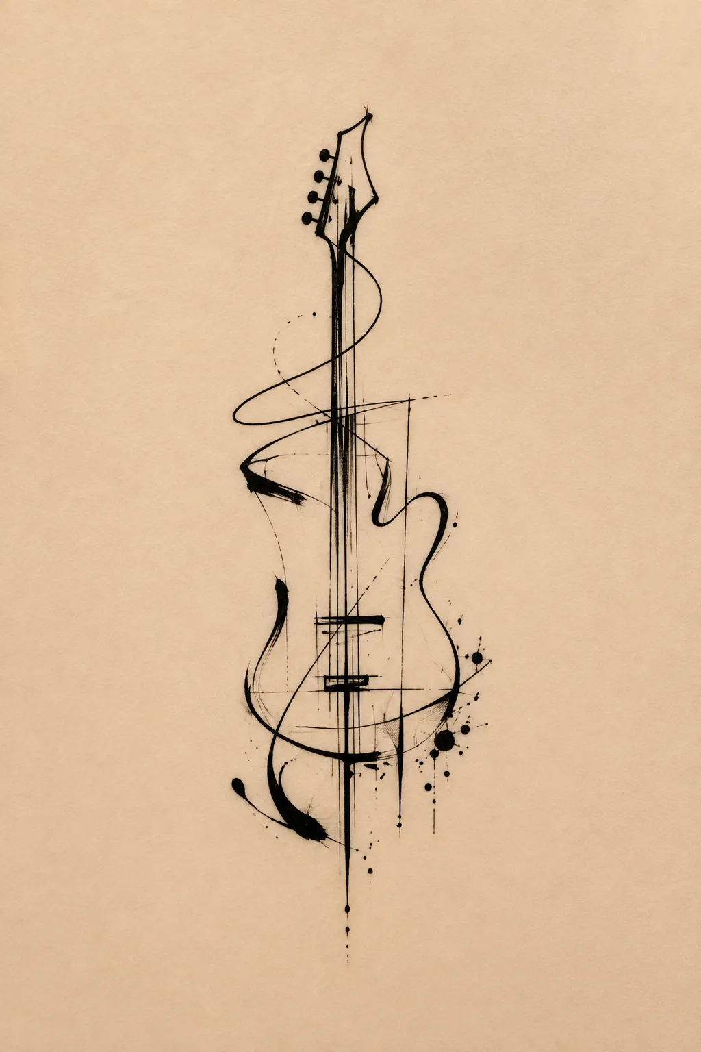 abstract guitar tattoo 10