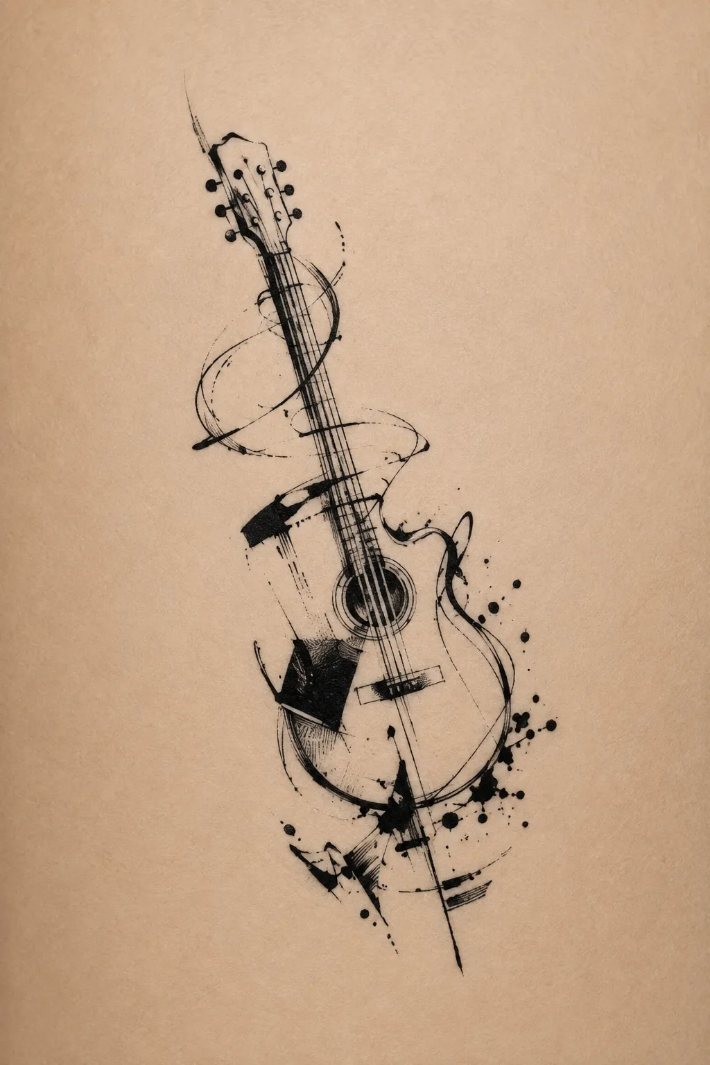 abstract guitar tattoo 12
