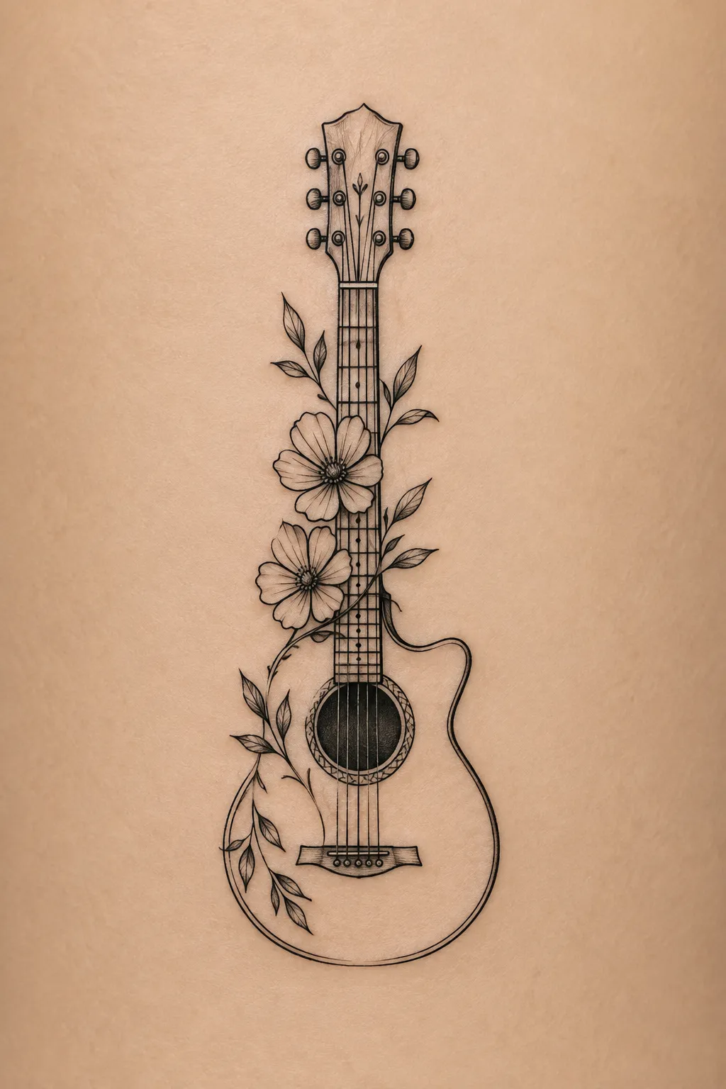 acoustic guitar tattoo 01