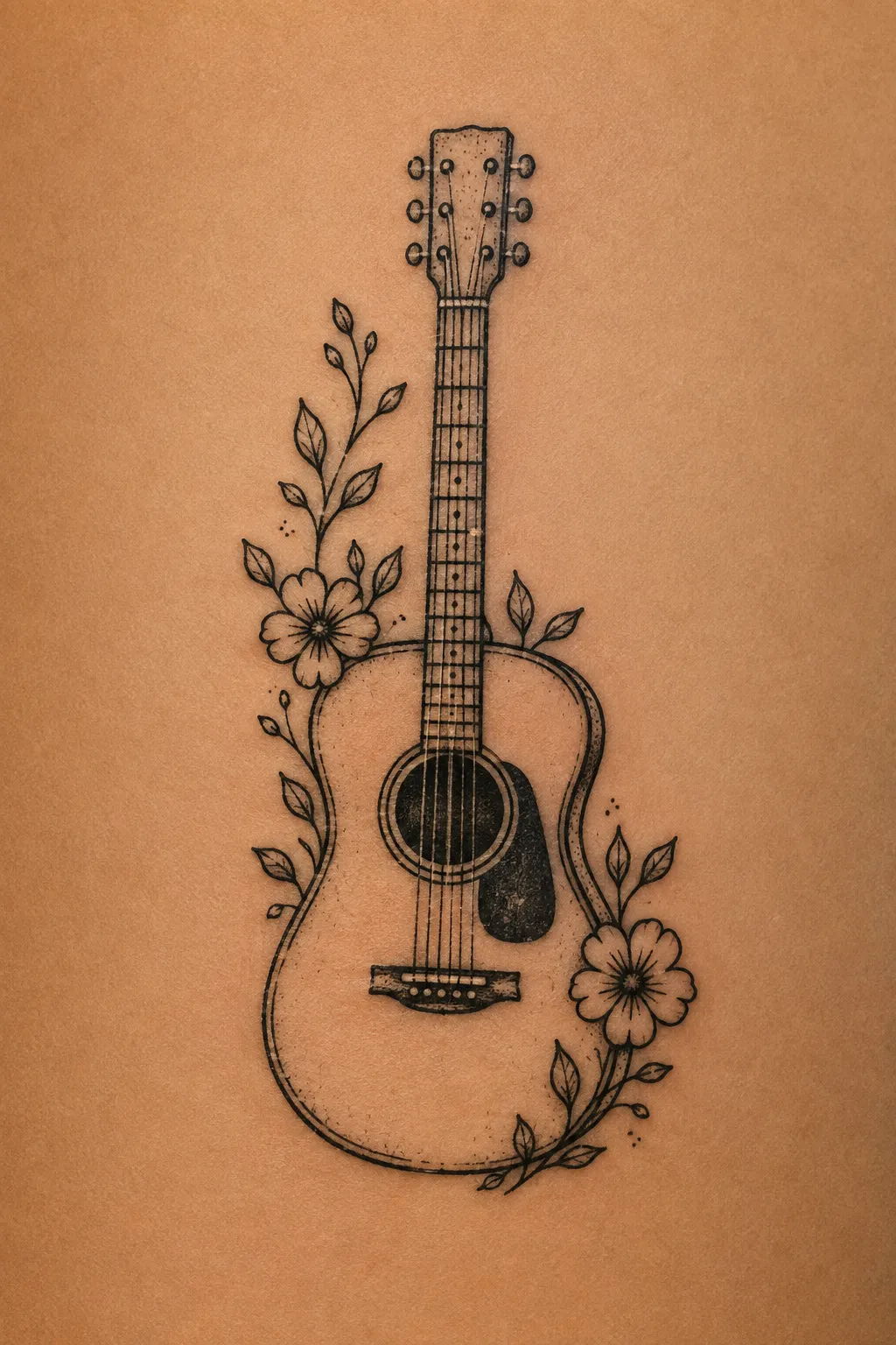 acoustic guitar tattoo 02