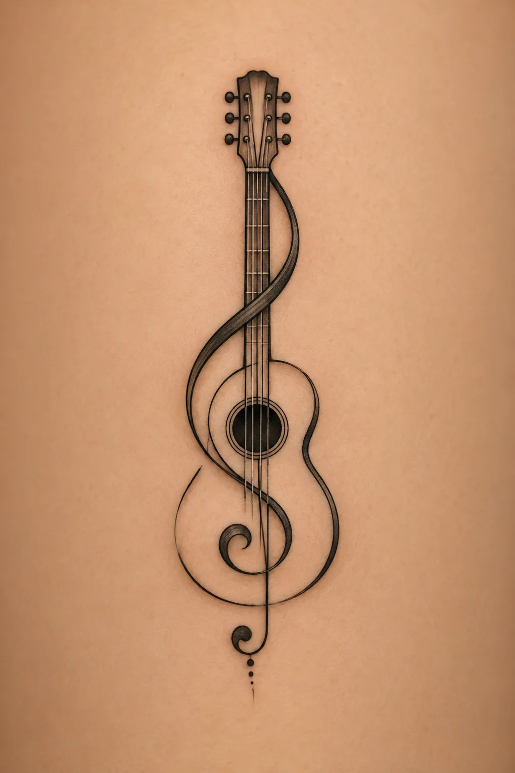 acoustic guitar tattoo 04