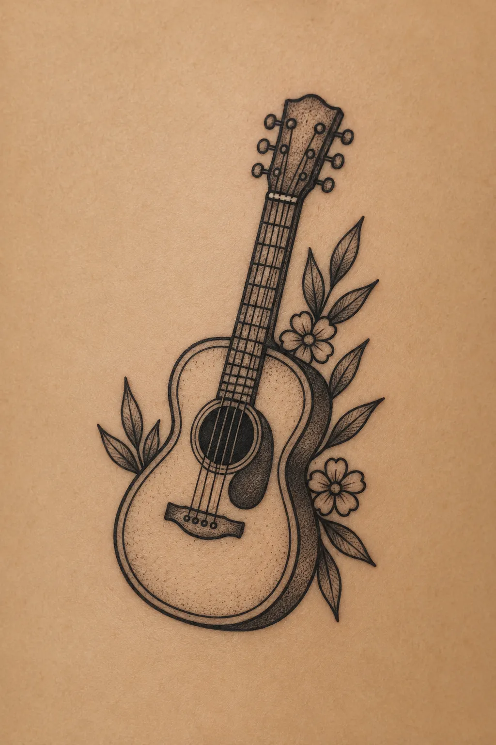 acoustic guitar tattoo 05