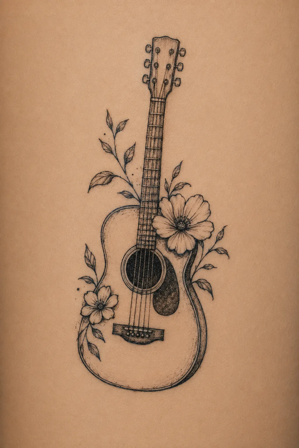 acoustic guitar tattoo 07