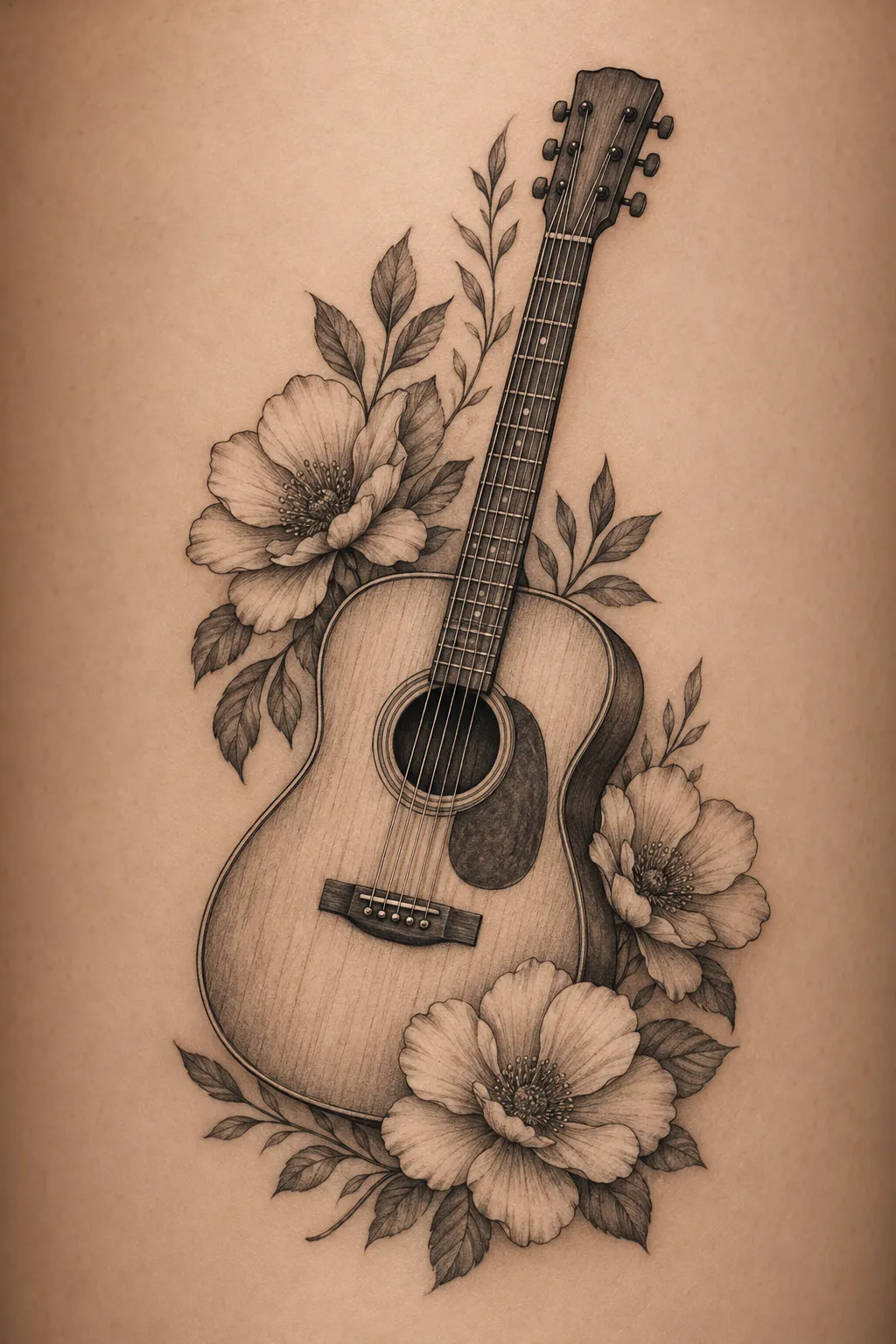 acoustic guitar tattoo 08