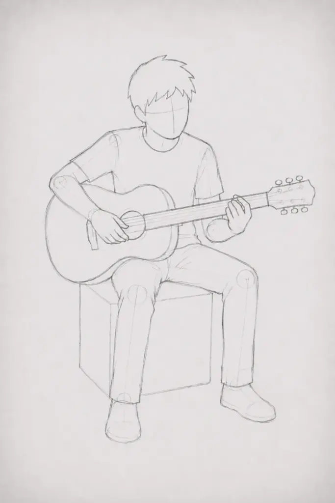 guitar pose drawing 11