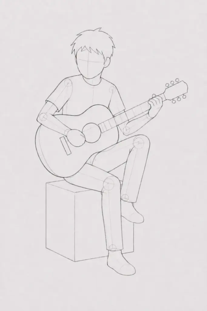 guitar pose drawing 4