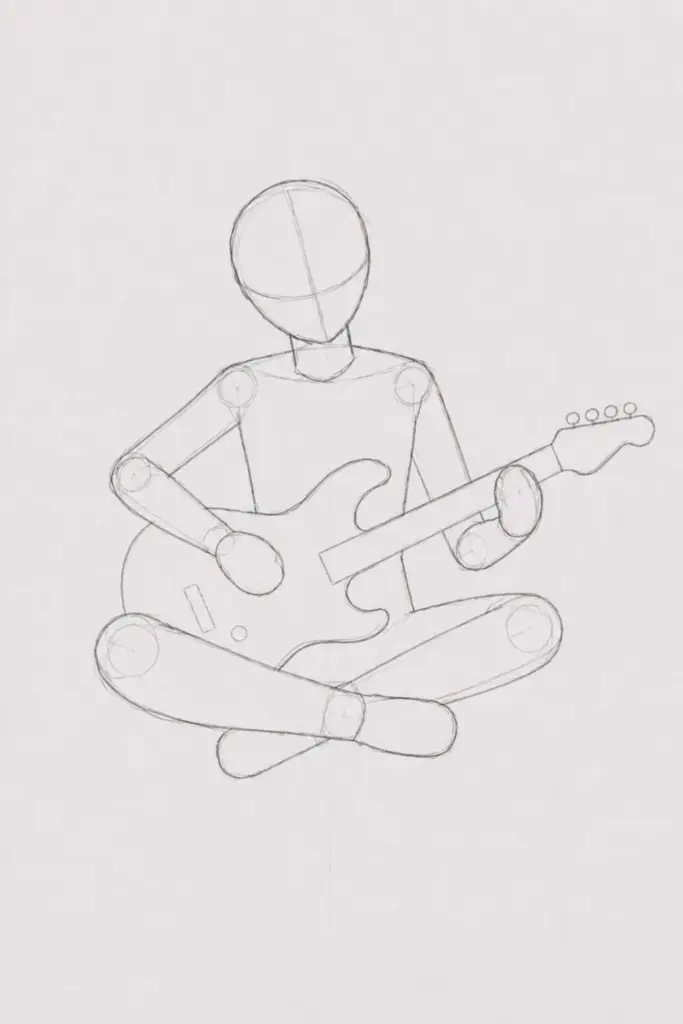 guitar pose drawing 8