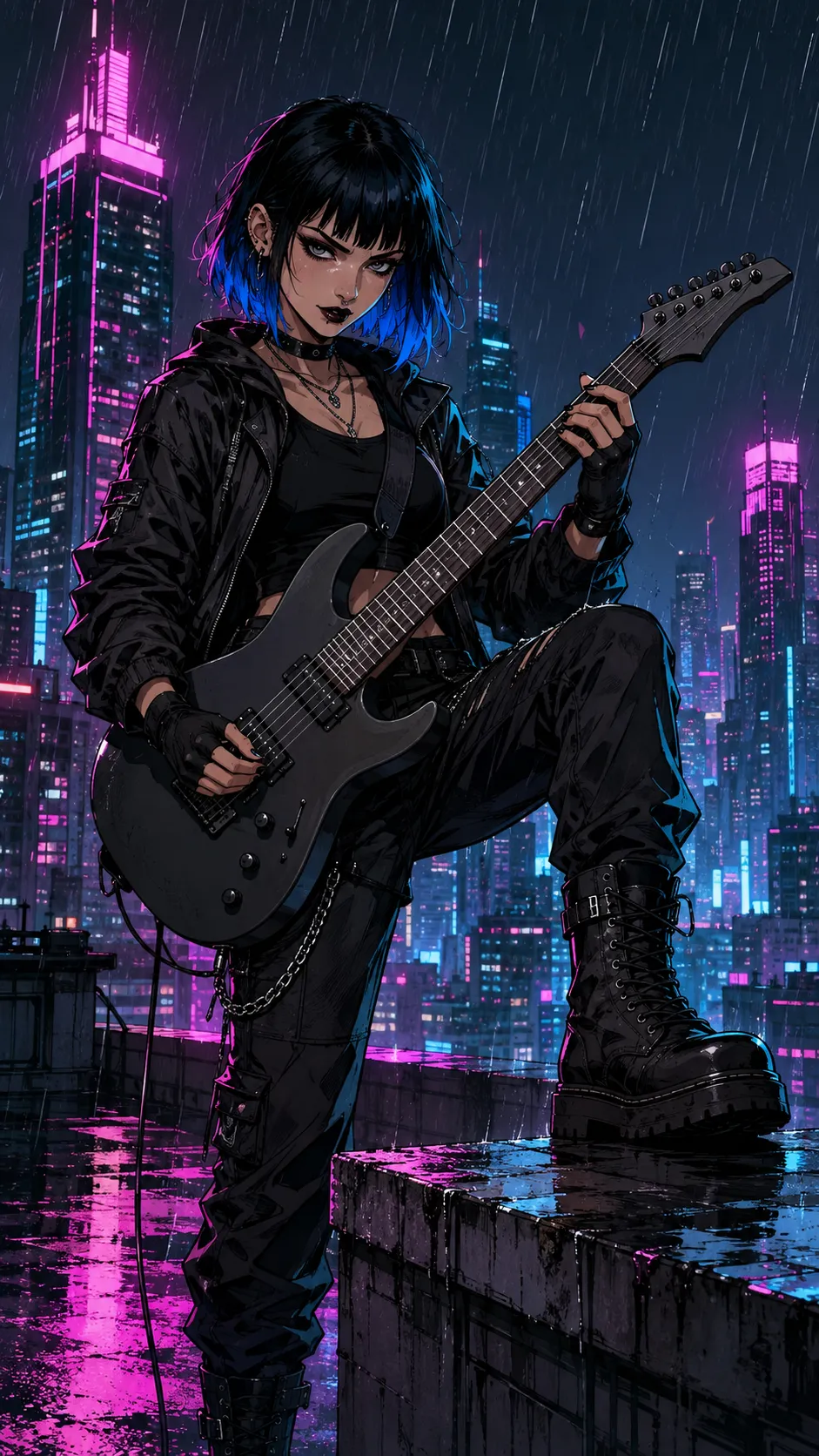 34 cyberpunk guitar girl 1